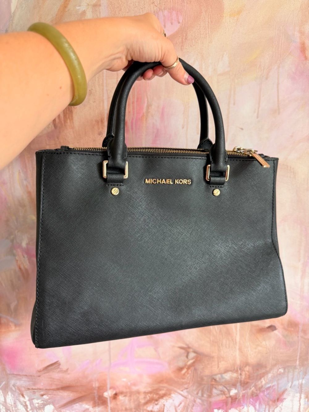 Michael Kors Black Saffiano Leather Satchel